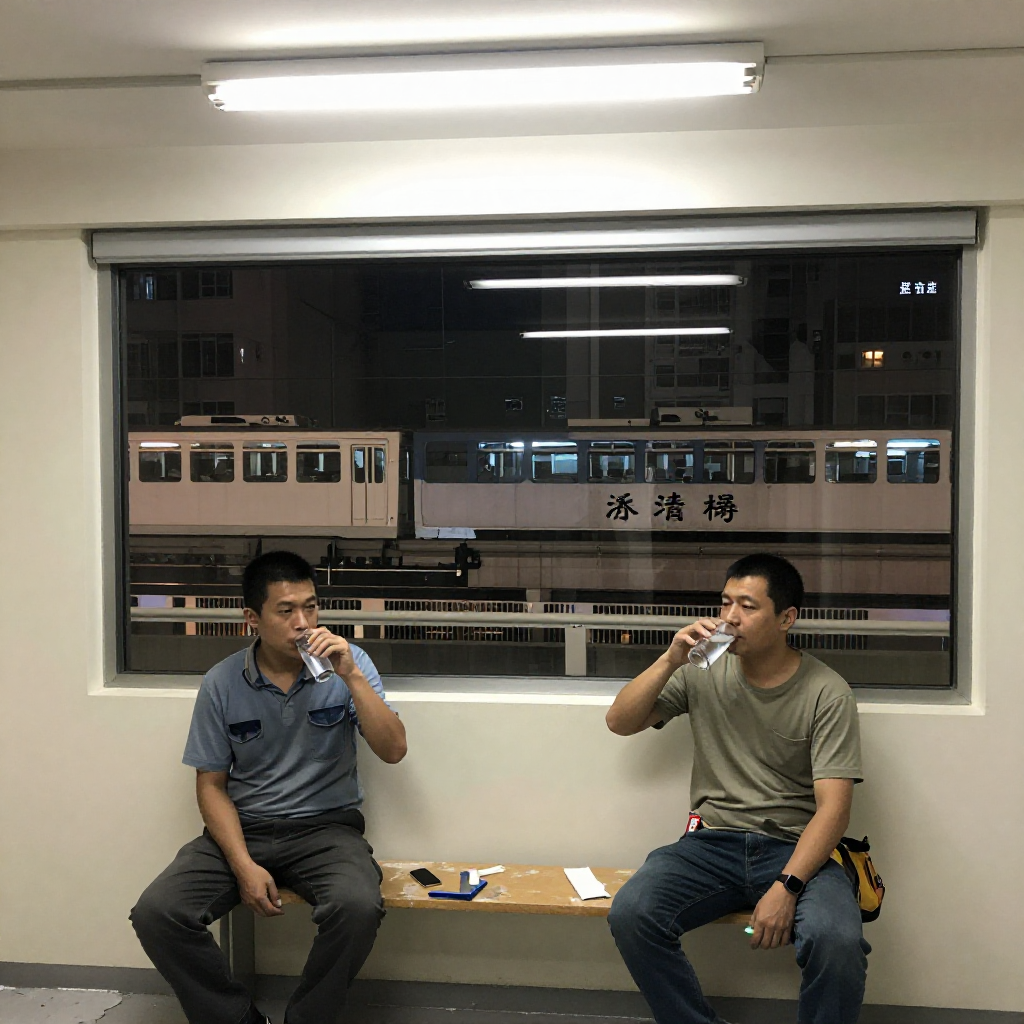 簡屋社區中心兩位裝修佬收工飲水
