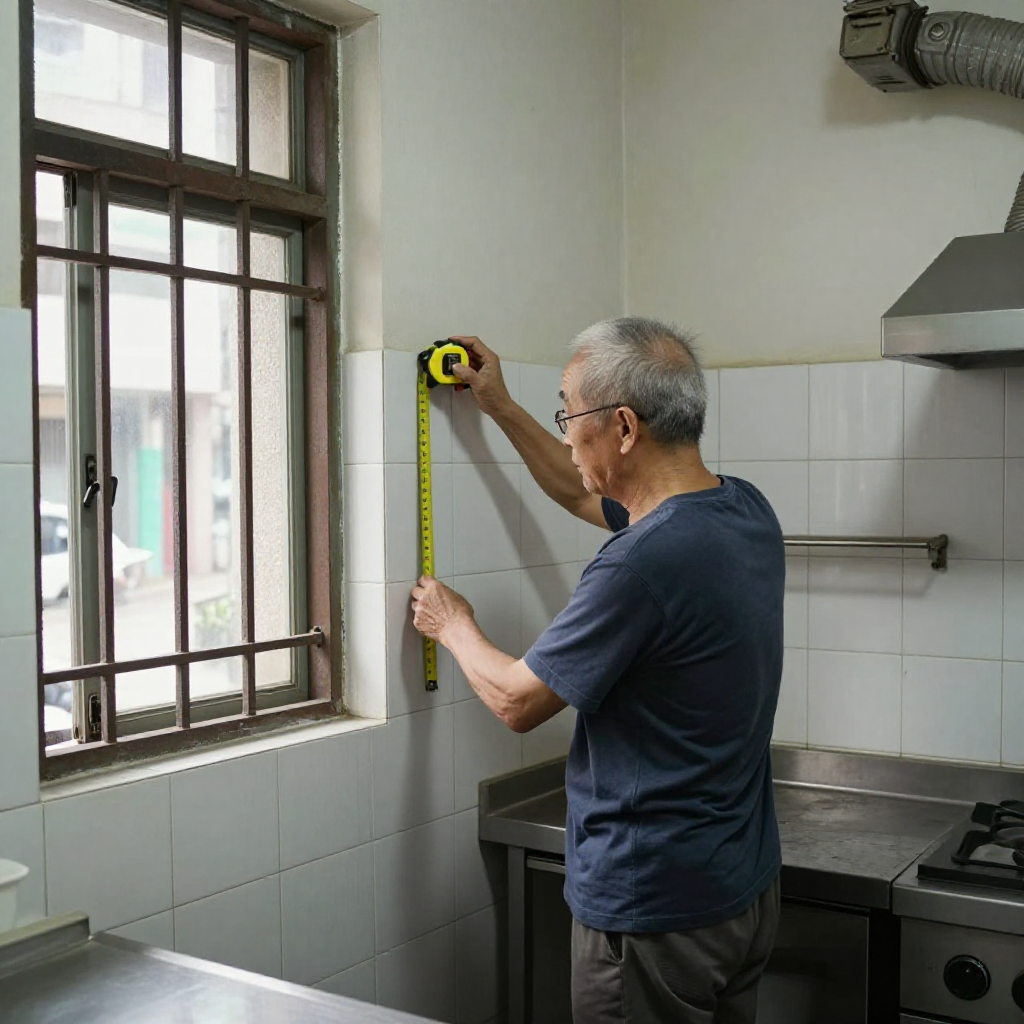 土瓜灣舊樓單位廚房角落晨早度尺